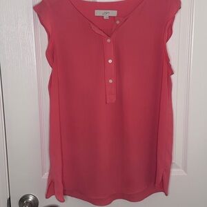 LOFT Coral Button-Front Sleeveless Blouse